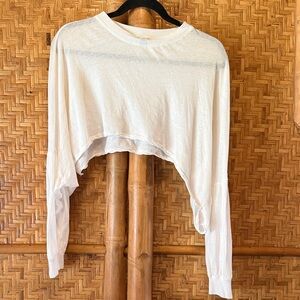 White organic Japanese cotton Long Sleeve Crop Top by Sea Room Lynn
